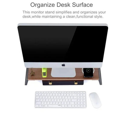 Monitor Stand Riser with Metal Feet for iMac MacBook LCD Display Printer, Lapdesk Tabletop Organizer Sturdy Platform Save Space(Black) - wevelnit