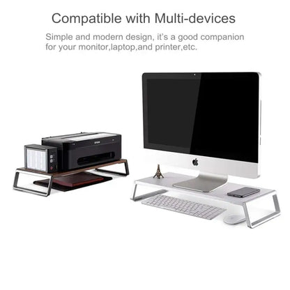 Monitor Stand Riser with Metal Feet for iMac MacBook LCD Display Printer, Lapdesk Tabletop Organizer Sturdy Platform Save Space(Dark Wood Grain) - wevelnit