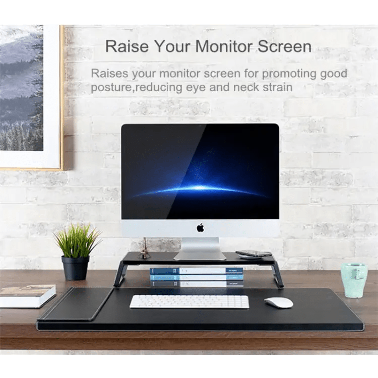 Monitor Stand Riser with Metal Feet for iMac MacBook LCD Display Printer, Lapdesk Tabletop Organizer Sturdy Platform Save Space(Light Wood Grain) - wevelnit