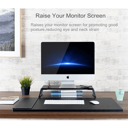 Monitor Stand Riser with Metal Feet for iMac MacBook LCD Display Printer, Lapdesk Tabletop Organizer Sturdy Platform Save Space(Black) - wevelnit