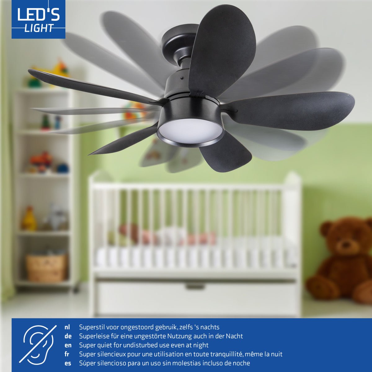 Plafondlamp met Ventilator 25W – 1100lm, dimbaar en stil