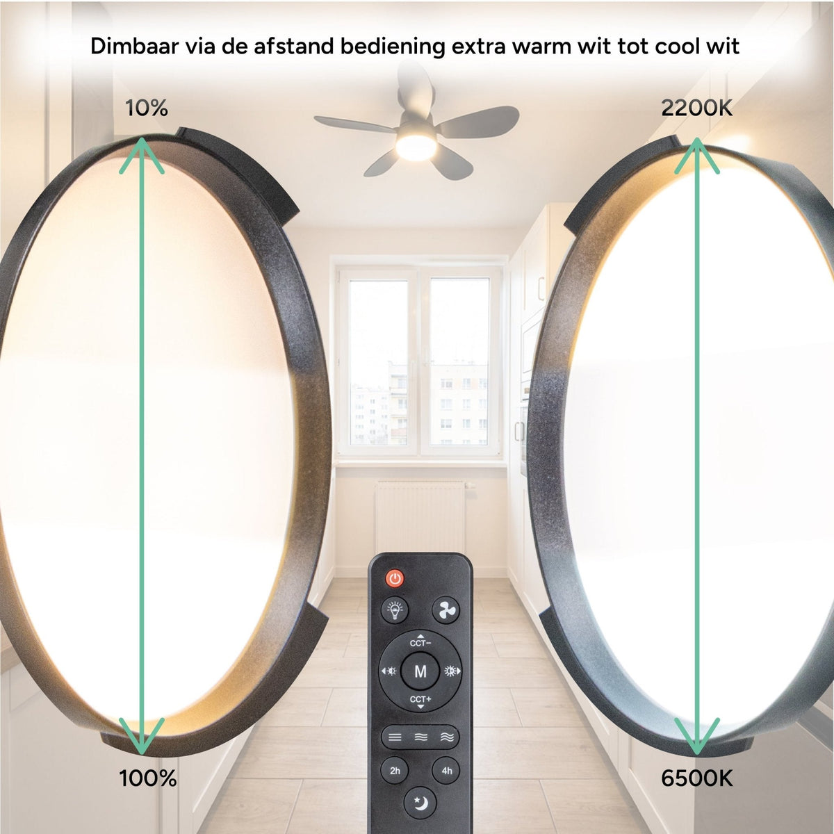 Plafondlamp met Ventilator 25W – 1100lm, dimbaar en stil