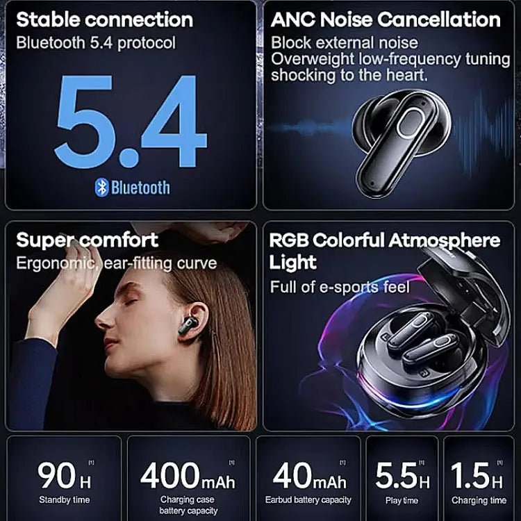 REMAX GameBuds G9 ANC Noise Reduction Gaming Wireless Bluetooth Earphones - wevelnit