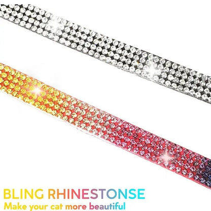 Rhinestone Pet Collar with Bell for Airtag Tracker Case - wevelnit