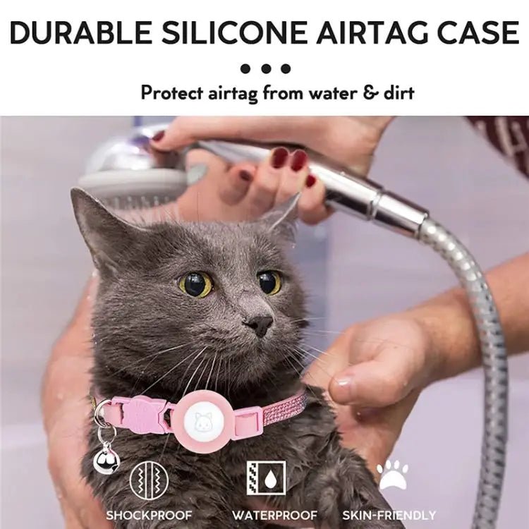 Rhinestone Pet Collar with Bell for Airtag Tracker Case - wevelnit
