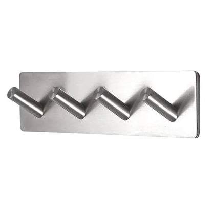 Stainless Steel Four Oblique Row Hook Bathroom Non - perforated Storage Clothes Rack, Four Oblique Row Hook - wevelnit