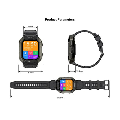 TANK M1 Smartwatch 1,72 inch – 15 dagen accu, robuuste kast