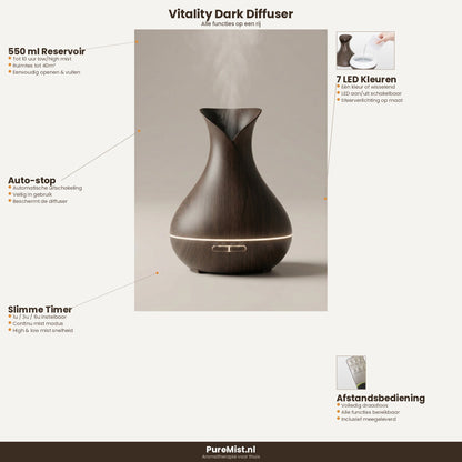 Vitality Pro Diffuser - Donker Hout - wevelnit