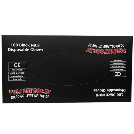 Vuur&Rook Nitril Handschoenen Xtra Strong Zwart 100 stuks Large - wevelnit