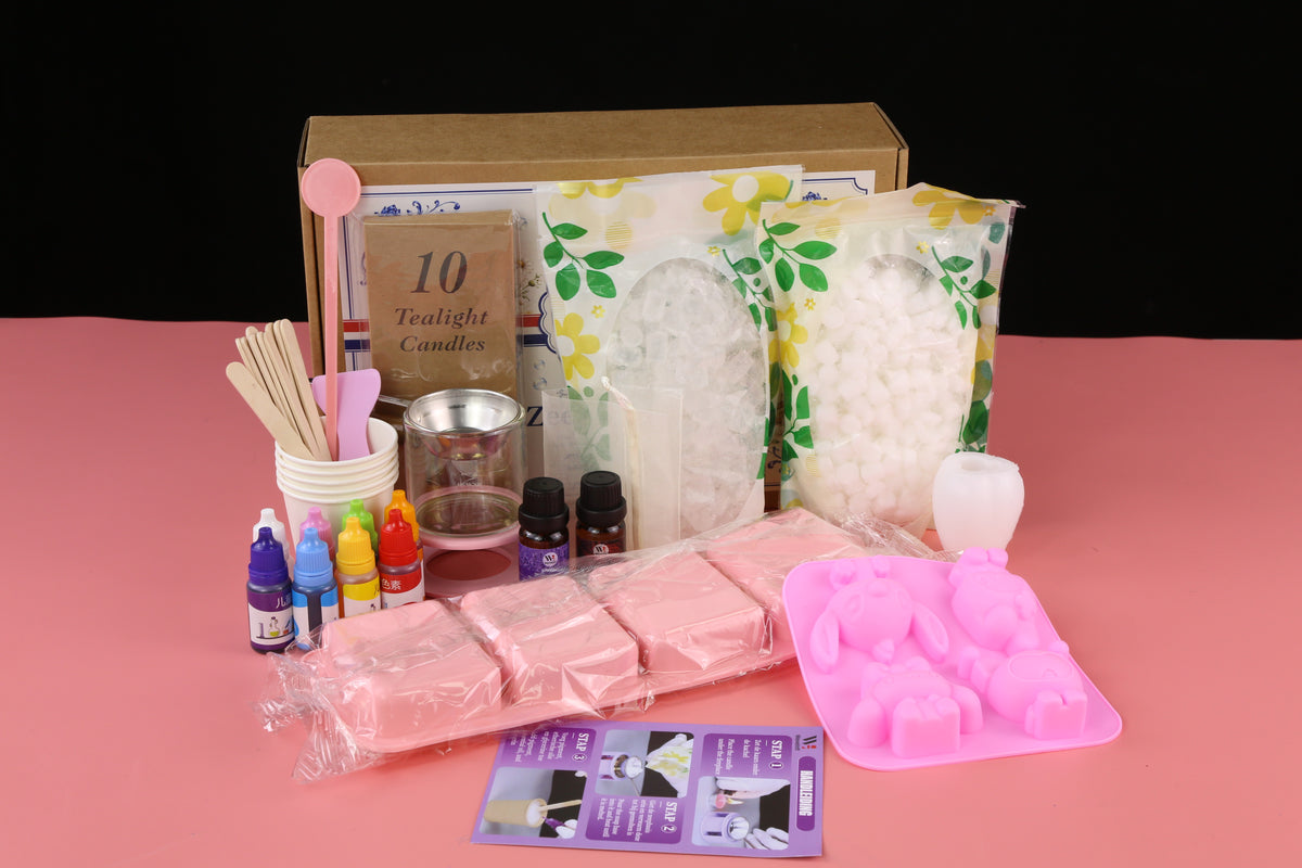 Zeepbasis, kleurstoffen, mallen en accessoires van de zeepmaakset