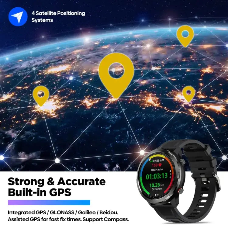 Zeblaze Stratos 2 Lite – GPS-sporthorloge, 5 ATM waterdicht